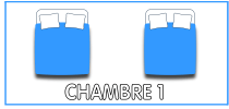 Grande chambre avec 2 lits doubles 140 et 120 + TV