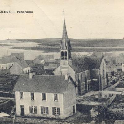 Molene Panorama Eglise Mairie Collection Privee Annees20